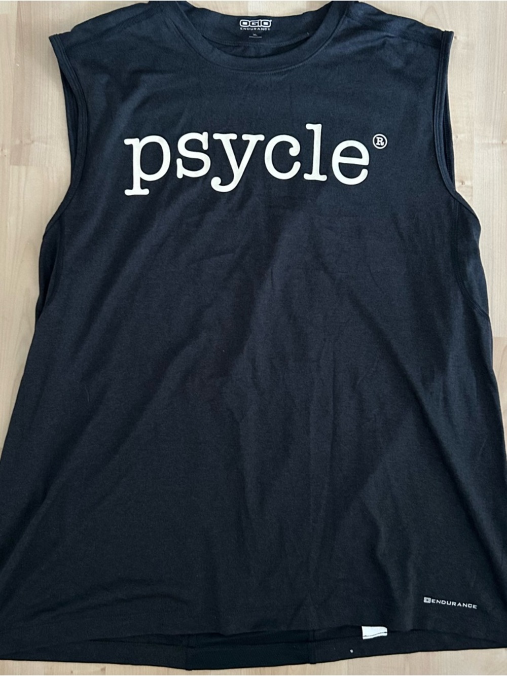 OGIO Black Sleeveless Muscle Tee with White "psycle" Logo